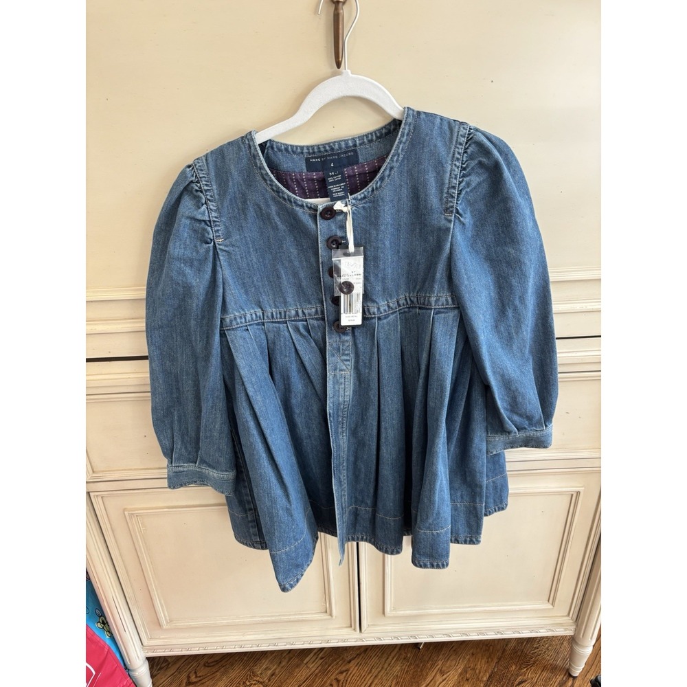 Marc By Marc Jacobs Denim‎ Babydoll Shirt 100% Cotton Size 4 Blue NWT $278